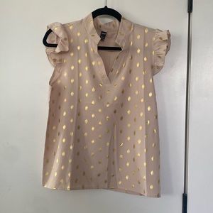 SHEIN Golden Dot Print Ruffle Sleeve Blouse